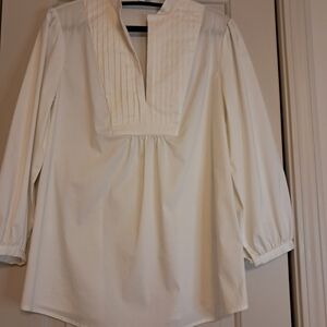 NWT Chaus White Women's Top Cotton Blend pleated SIZE 4